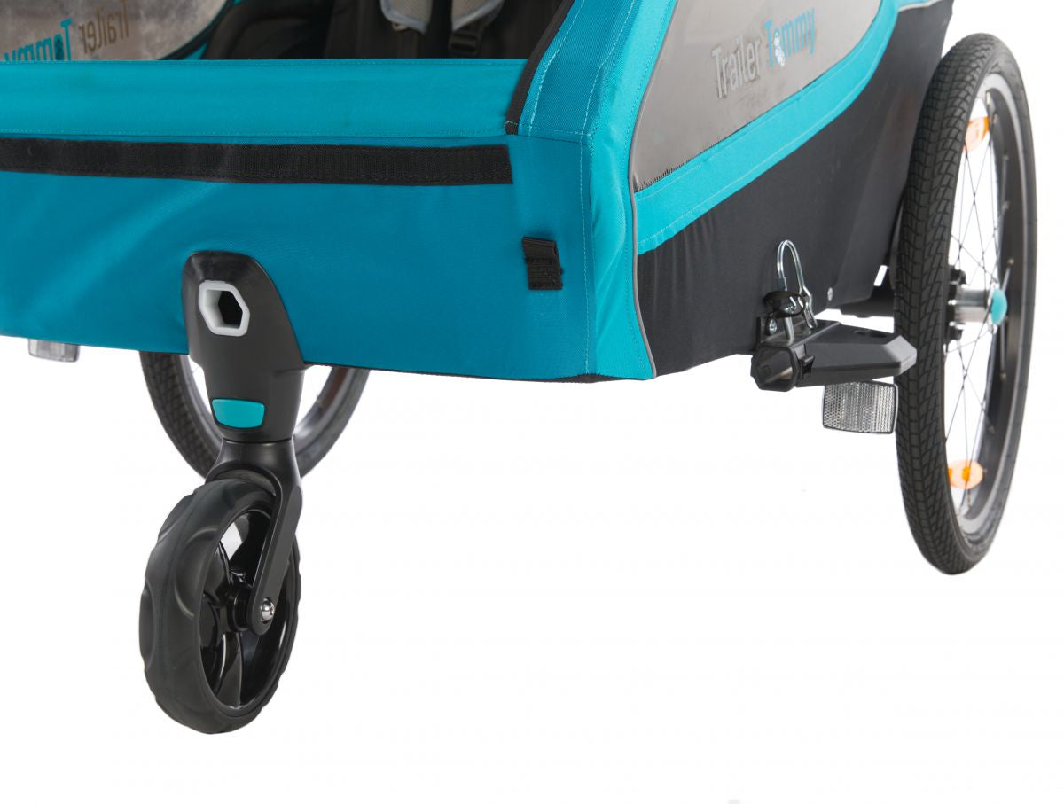 Carrello per bici per bambini Mirage Tommy - Frame in alluminio, Wielvering, 3 -Point Gordel, Blue, 2021