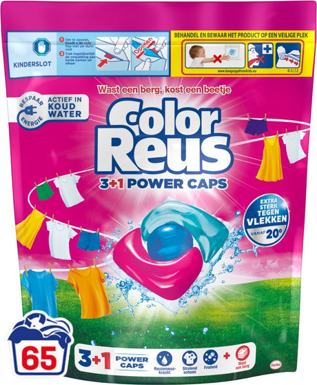 Color Reus 3+1 Power Caps – Waschkapseln – Buntwäsche – 65 Wäschen – Großverpackung