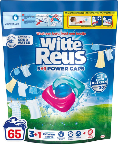 Witte reus 3+1 power caps - wascapsules - witte was - 65 wasbeurten