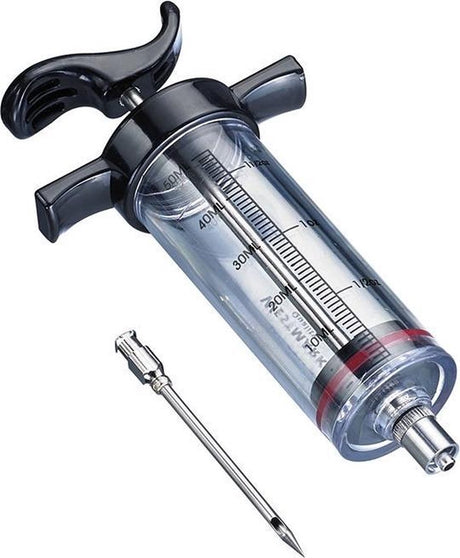 Westmark Marinadenspritze mit abnehmbarer Nadel, Länge: 22,5 cm, mit Skala bis 50 ml, Kunststoff Edelstahl, transparent schwarz, 61422280