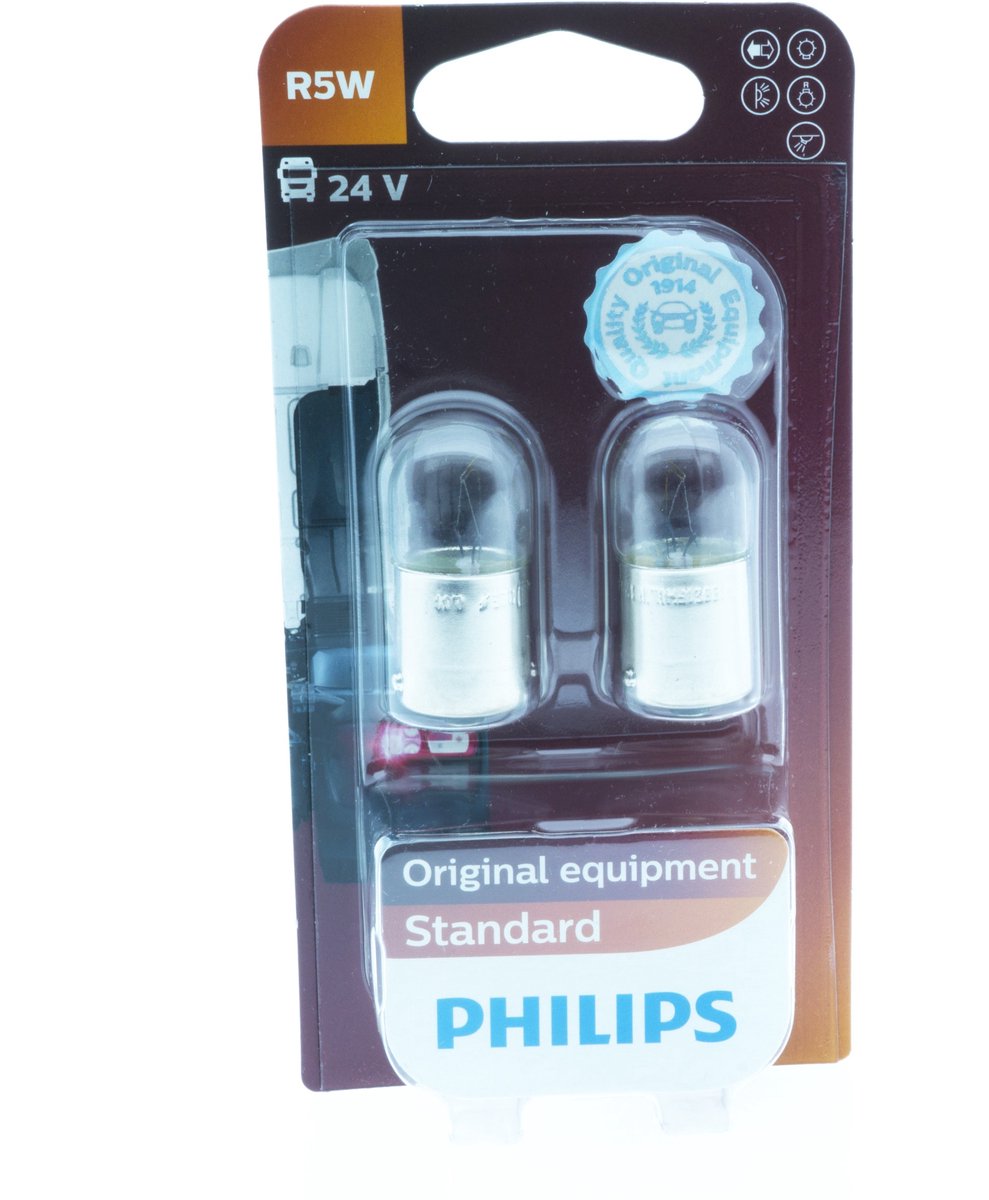 Philips R5W 5W Lampe für Autobeleuchtung, 2 Stück, 24V zugelassen.
