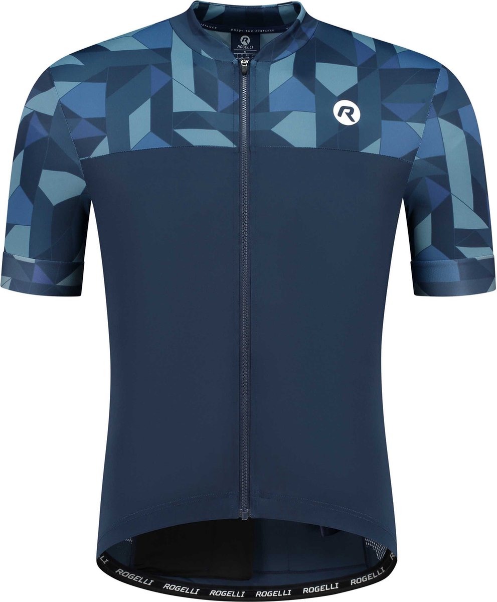 Rogelli essential graphic fietsshirt - korte mouwen - heren - blauw - maat 3xl
