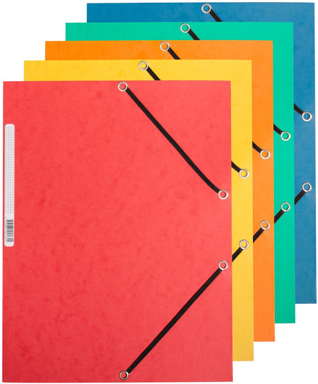 Q-connect Elasto-Ordner, A4, 3 Klappen und Gummizüge, Karton, sortiert, 10er-Pack