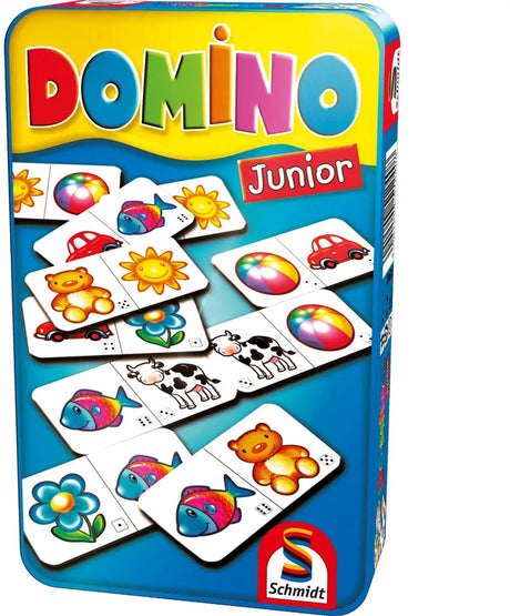 Schmidt ® - Domino Junior - Kinderspiel - Legespiel mit Bildern und Punkten - ab 3 Jahren - 2-6 Spieler - Reisespiel