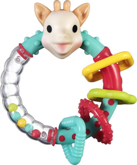Rassel Sophie die Giraffe mit mehreren Texturen – Beißring – Babyspielzeug – Mutterschaftsgeschenk – Geschenk zur Babyparty – ab 3 Monaten – 13,5 x 9 x 5,3 cm – mehrfarbig – in weißer Geschenkbox