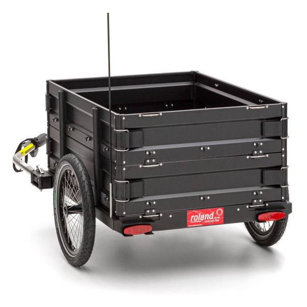 Roland fietstrailer carrie m.e - basismodel met dubbele zijwanden, zwart