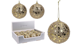 Kerstbal polyfoam d8 cm glitter goud 2 assortie design