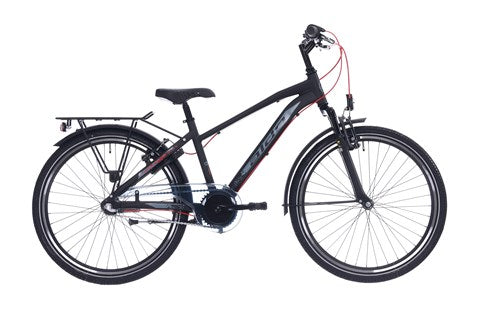 Aldo 24 Zoll Peak 2.0 Fahrrad Aluminium 3V mattschwarz rot
