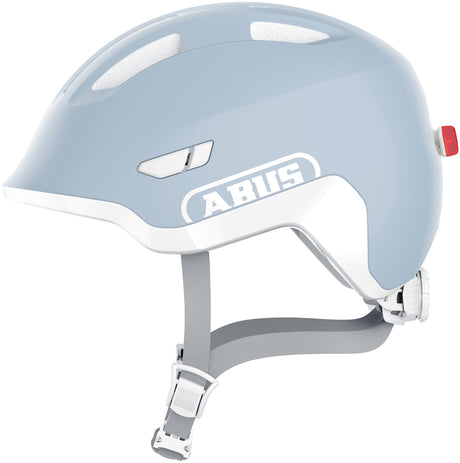 Abus Kinderhelm Smiley 3.0 Ace LED – Fahrradhelm mit Licht – tiefe Passform, Platz für einen Zopf – für Mädchen und Jungen – Pure Aqua, Größe S