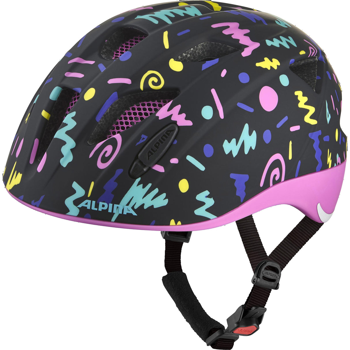 Olympiasportbekleidung Alpina Sports Kinderhelm Ximo Flash Schwarz-Konfetti 49-54 matt