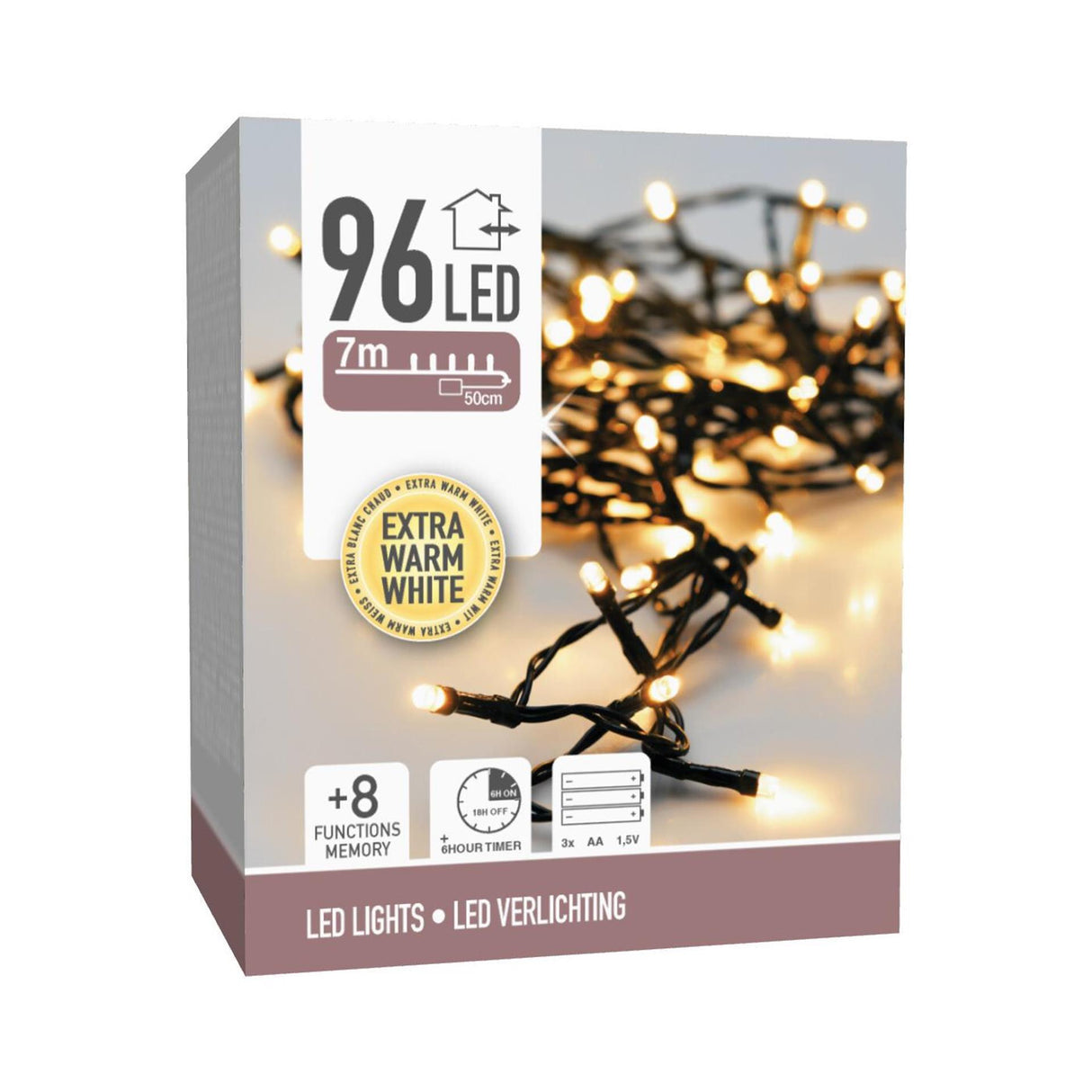 Weihnachtsbeleuchtung 96LED Batterie warmweiß