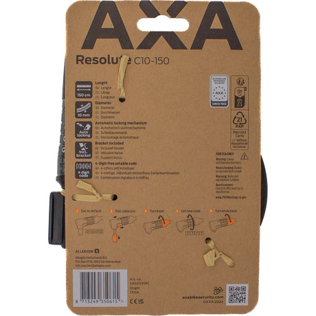 Axa Kabelschloss Resolute C10 150 Code (Karte)