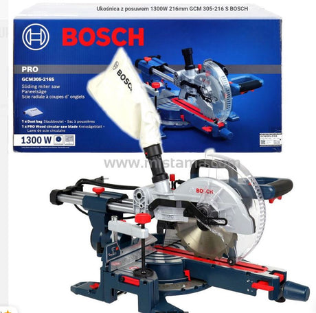 Bosch Blue GCM305-216S Kappsäge – Gehrungssäge – 216 mm (Sägeblatt, Klemme, Staubbeutel, Lineal) – 0601b61000