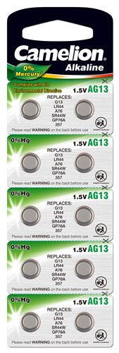 Camelion Batterie LR44 D357 V13GA AG13 Karte mit 10 Stück