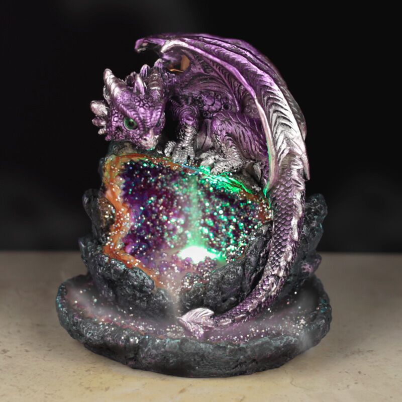 Kristallhöhle, lila Drache, LED-Rückfluss-Räucherstäbchenhalter