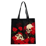 Schulter-Einkaufstasche mit Totenkopf-Rosen-Motiv