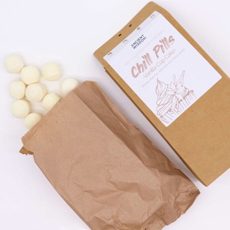 Vanille-Cupcake-Badebomben, Fizz-Chill-Pillen-Geschenkbox