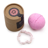 Rosenquarz-Armband, Sheabutter-Bergamotte-Badebombe