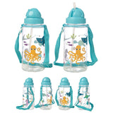 Meerestiere, nachhaltige, BPA-freie 450-ml-Wasserflasche für Kinder mit Strohhalm