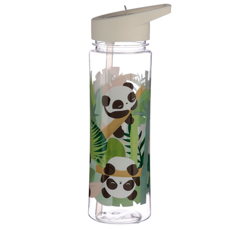 Panda nachhaltige 550-ml-Wasserflasche mit Flip-Strohhalm