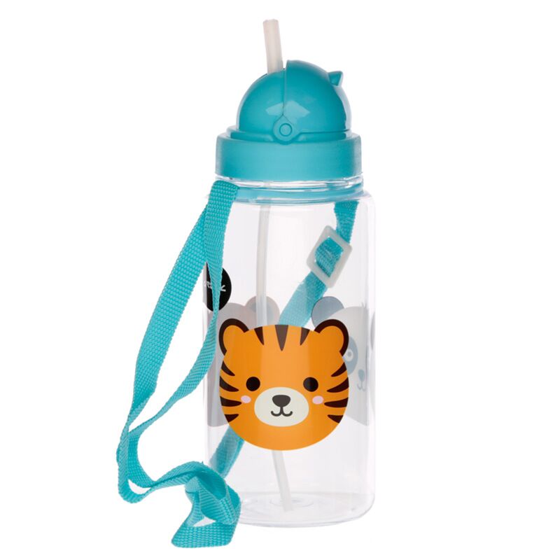 Adoramals nachhaltige, BPA-freie 450-ml-Wasserflasche für Kinder mit Strohhalm
