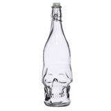 Robuste Wasserflasche aus Glas in Totenkopfform mit 1000 ml Fassungsvermögen für Kaltgetränke