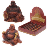Mini-chinesischer lachender Buddha in Holzoptik