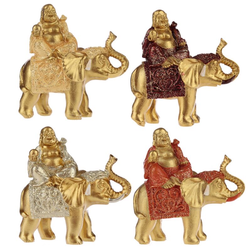Sitzender glitzernder Elefant, chinesischer lachender Buddha
