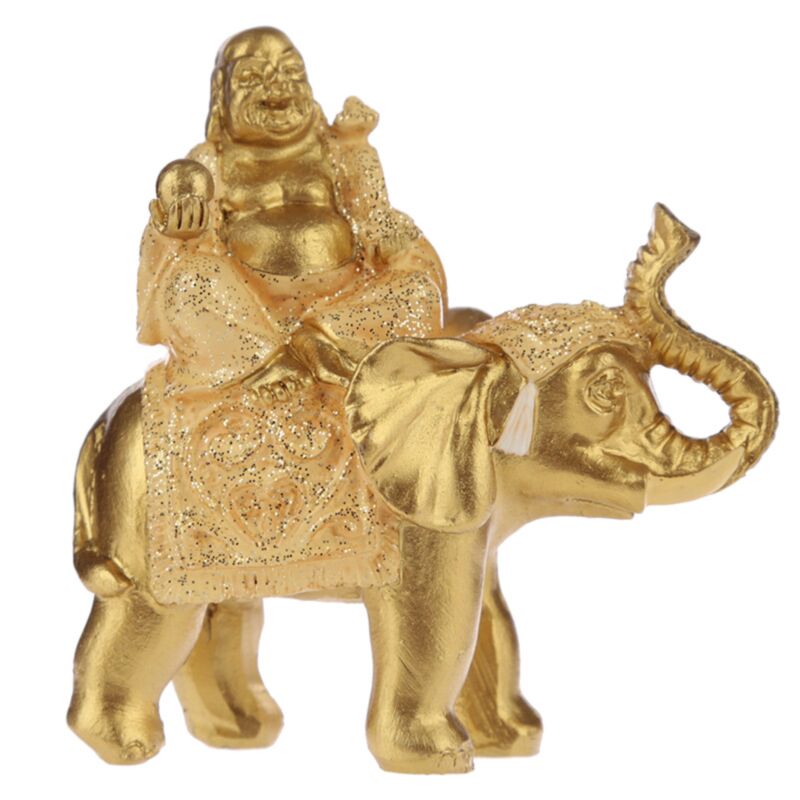 Sitzender glitzernder Elefant, chinesischer lachender Buddha
