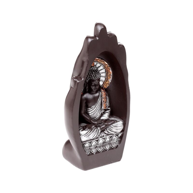 Silberfarbener schwarzer handförmiger Buddha