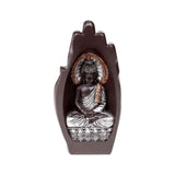 Silberfarbener schwarzer handförmiger Buddha