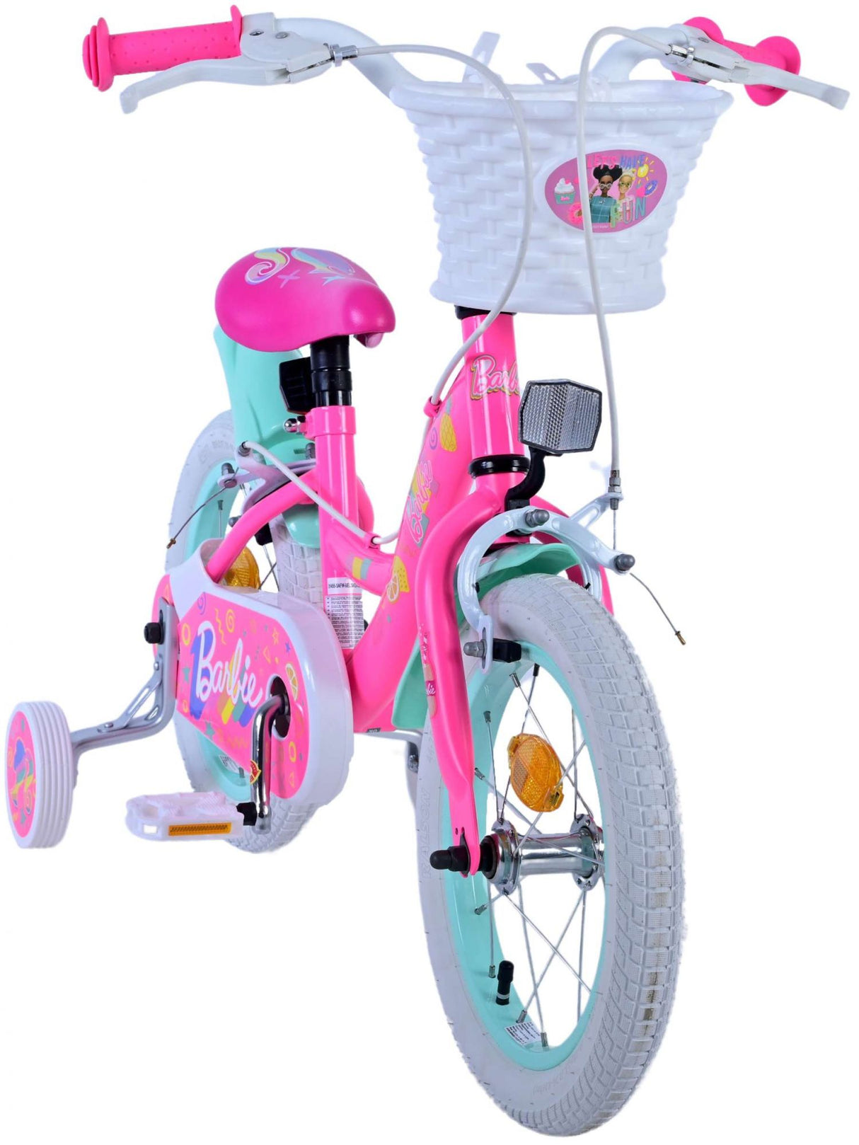 Barbie Kanner vum Barbie's Bike Meedercher 14 Zoll rosa zwee Handbremsen