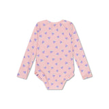 Brombeere | Beige-lila UV-Badeanzug für Mädchen mit langen Ärmeln