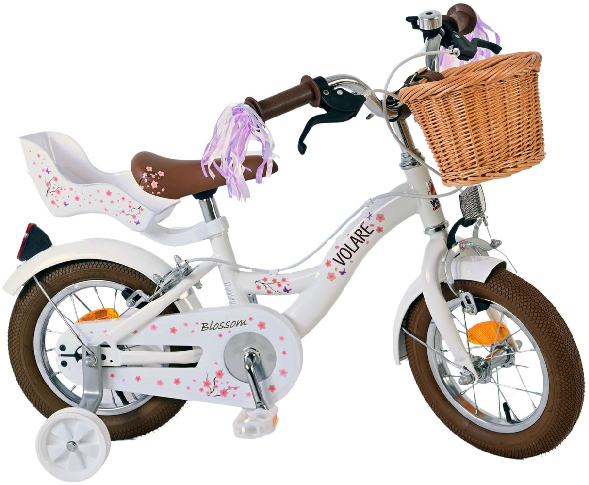 Volare Blossom Children's Bicycle Girls 12 palčnih belih dveh ročnih zavoj