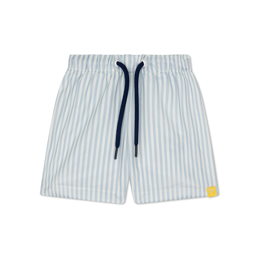 Blaue Streifen | Blau-weiße UV-Schwimmboxershorts für Jungen