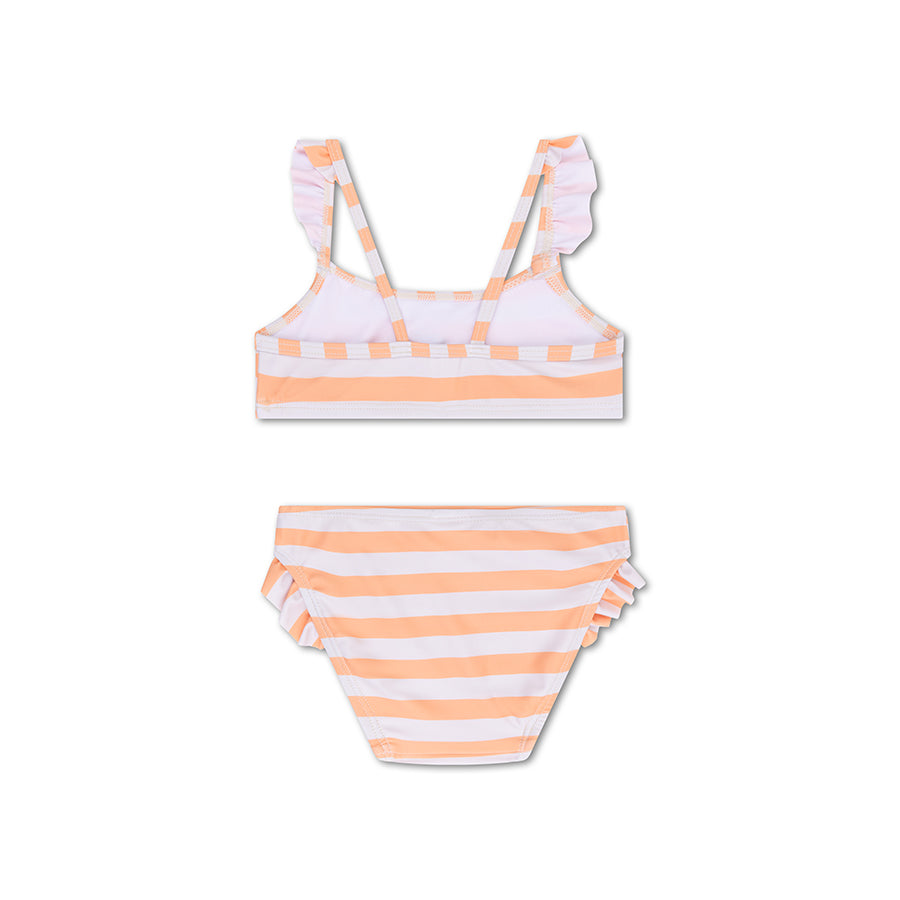 Blau | Orangefarbener UV-Bikini für Mädchen