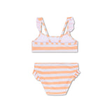 Blau | Orangefarbener UV-Bikini für Mädchen