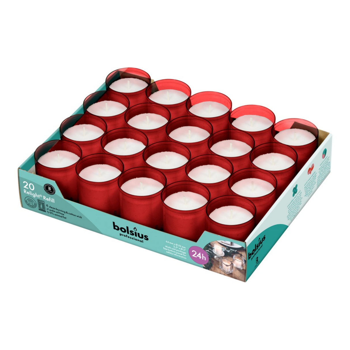 Bolsius Relight Nachfüllung rot (20 Stück)