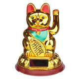 Goldfarbene Maneki-Neko-Glückskatzen-Solarzellen-Solarkumpelfigur