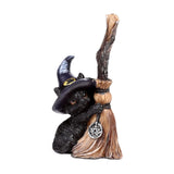 Schwarze Hexenkatze mit Besen