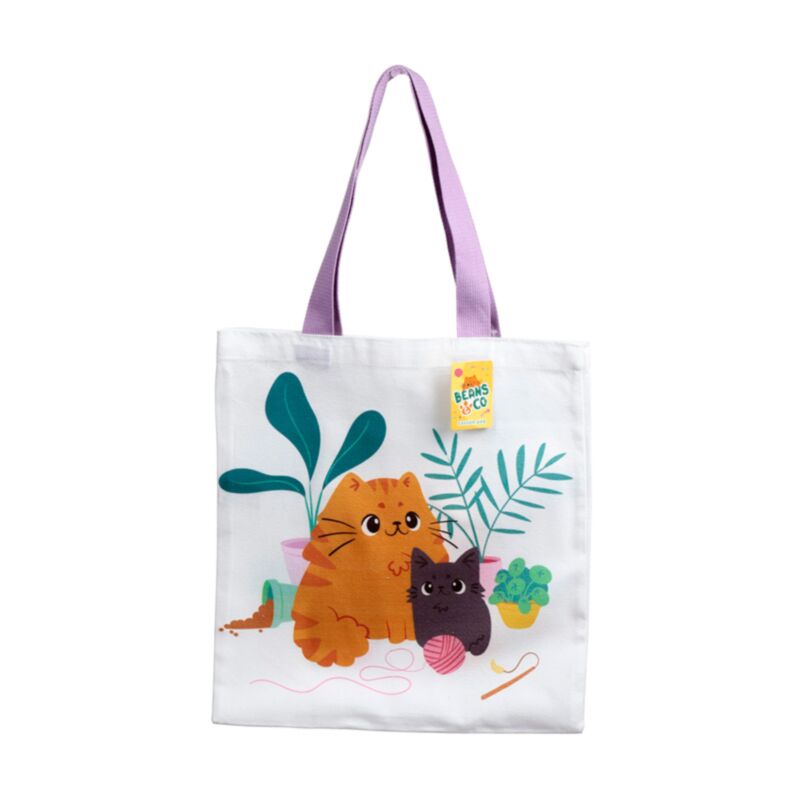 Beans Co Cats wiederverwendbare Polycotton-Tasche