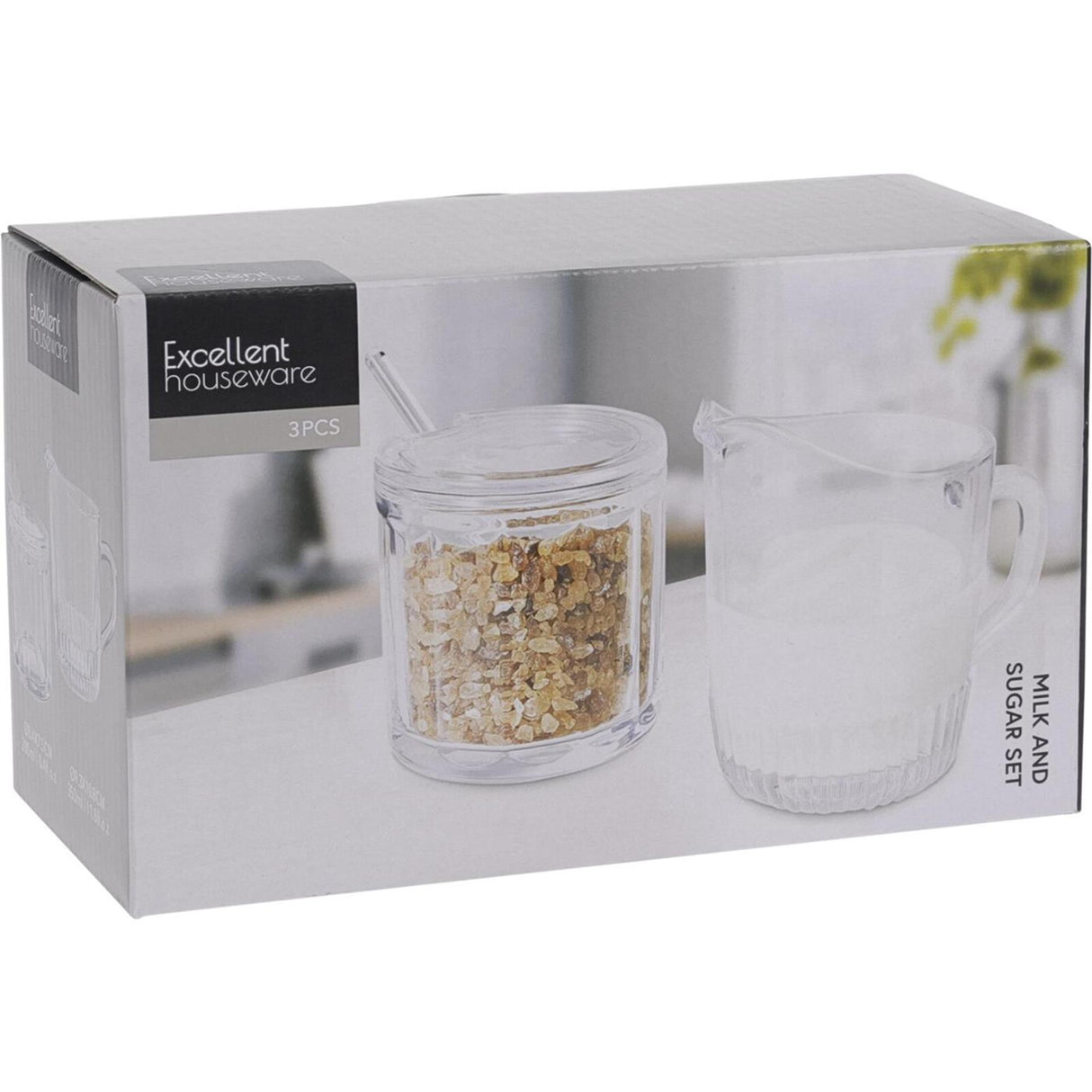 Excellent houseware suiker en melkset glas 3-delig