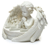 Weißer Cherub 3 Teelichthalter