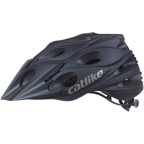 Katzenartiger MTB-Helm, Blattgröße L, 58–60 cm, Carbonschwarz