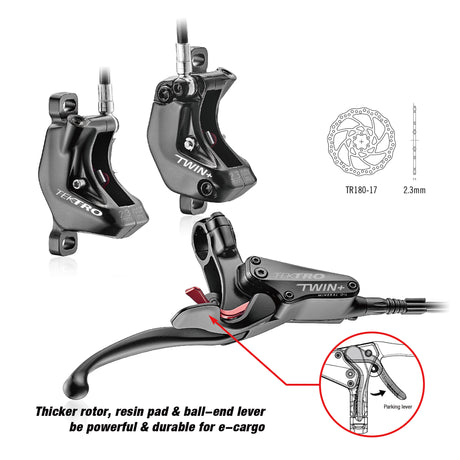 Tektro HD-E745 E-Cargo Aigura Links hydraulisches Brems-Set mit Splitter
