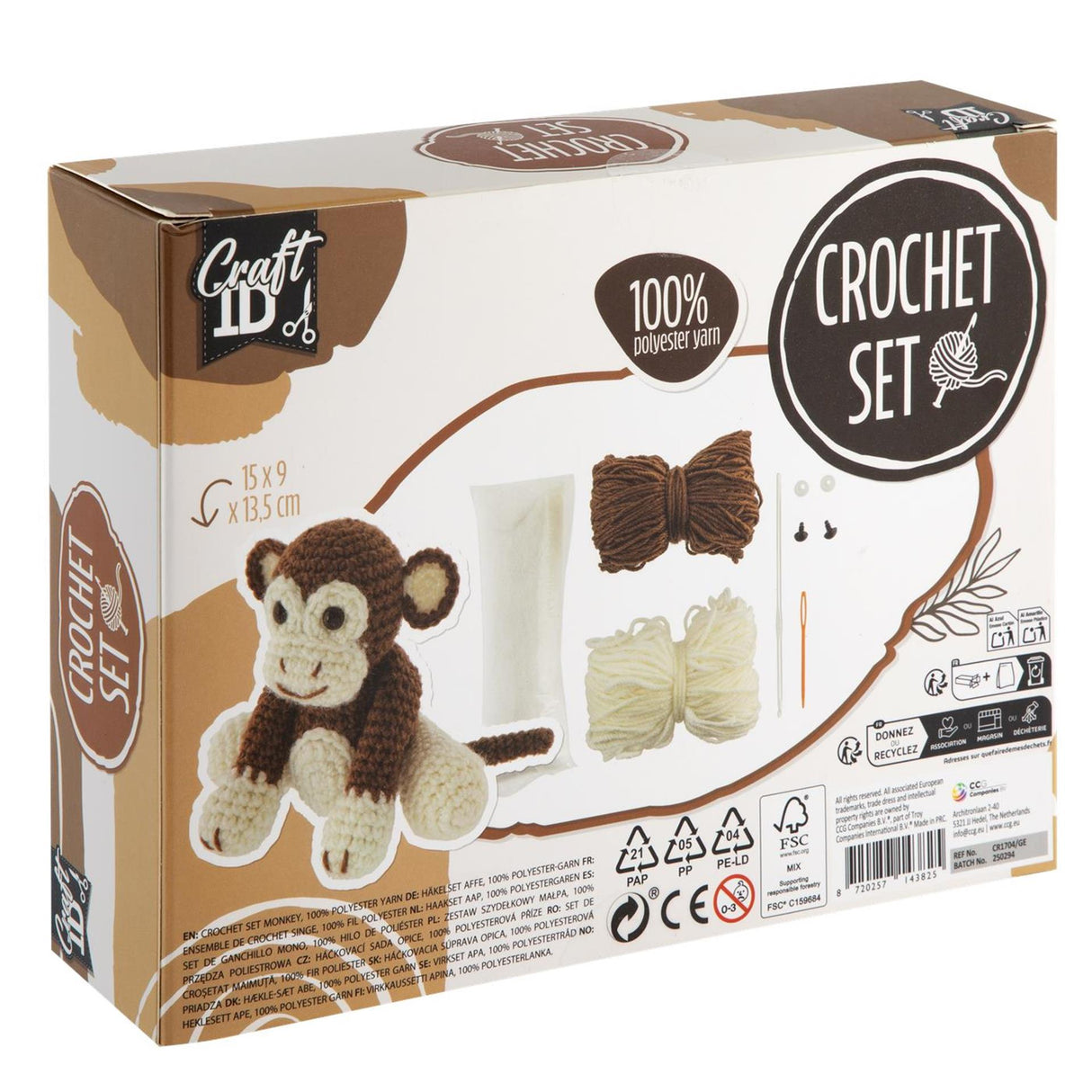 Craft id haakpakket aapje - incl. naald en draad