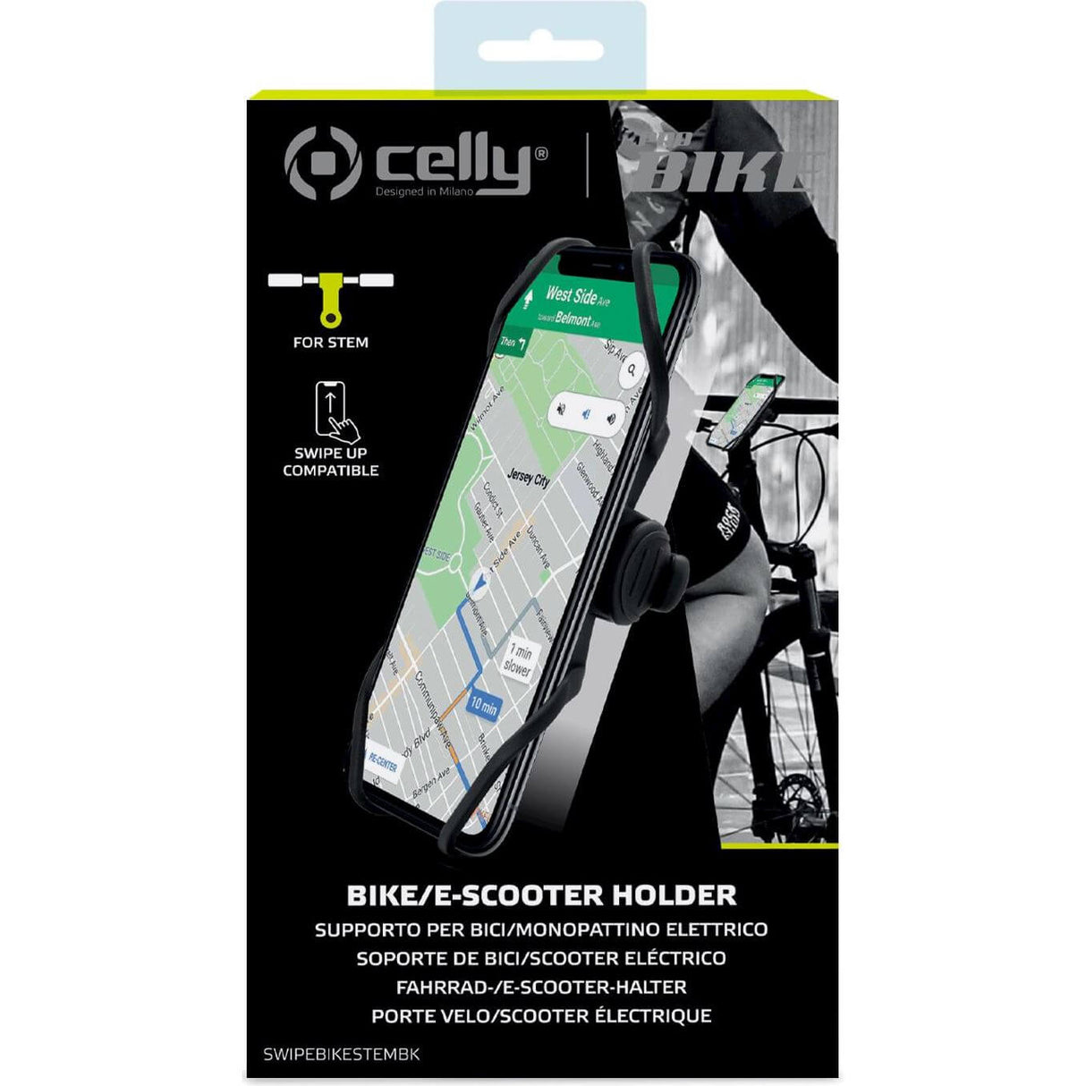 Celly Phone Holder Swipe Stem Start Black