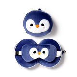 Relaxeazzz Plüsch-Pinguin, runde Reisekissen-Schlafmaske