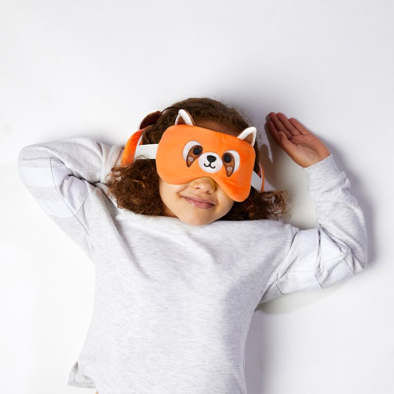 Relaxeazzz Plüsch-Schlafmaske mit rotem Panda, rund, Reisekissen