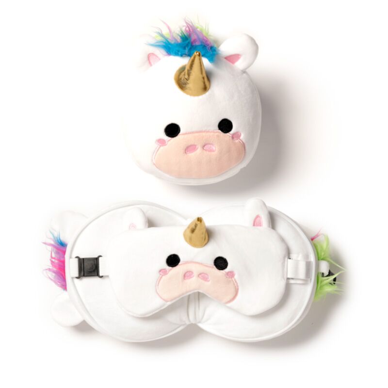 Relaxeazzz Einhorn runde Reisekissen-Schlafmaske